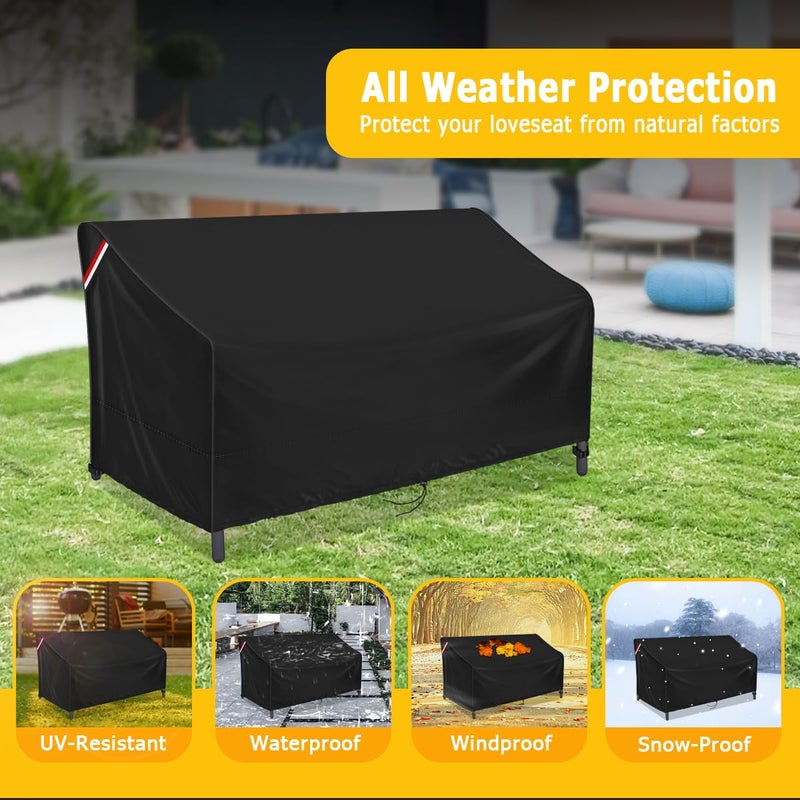 Loenel Outdoor Sofa Cover  70 Inch Waterproof 3-Seater Bench Covers for Patio Loveseat  Couch  Glider  Heavy Duty Outside Furniture Couch Cover - 70"" L x 38"" W x 35"" H - Image 5
